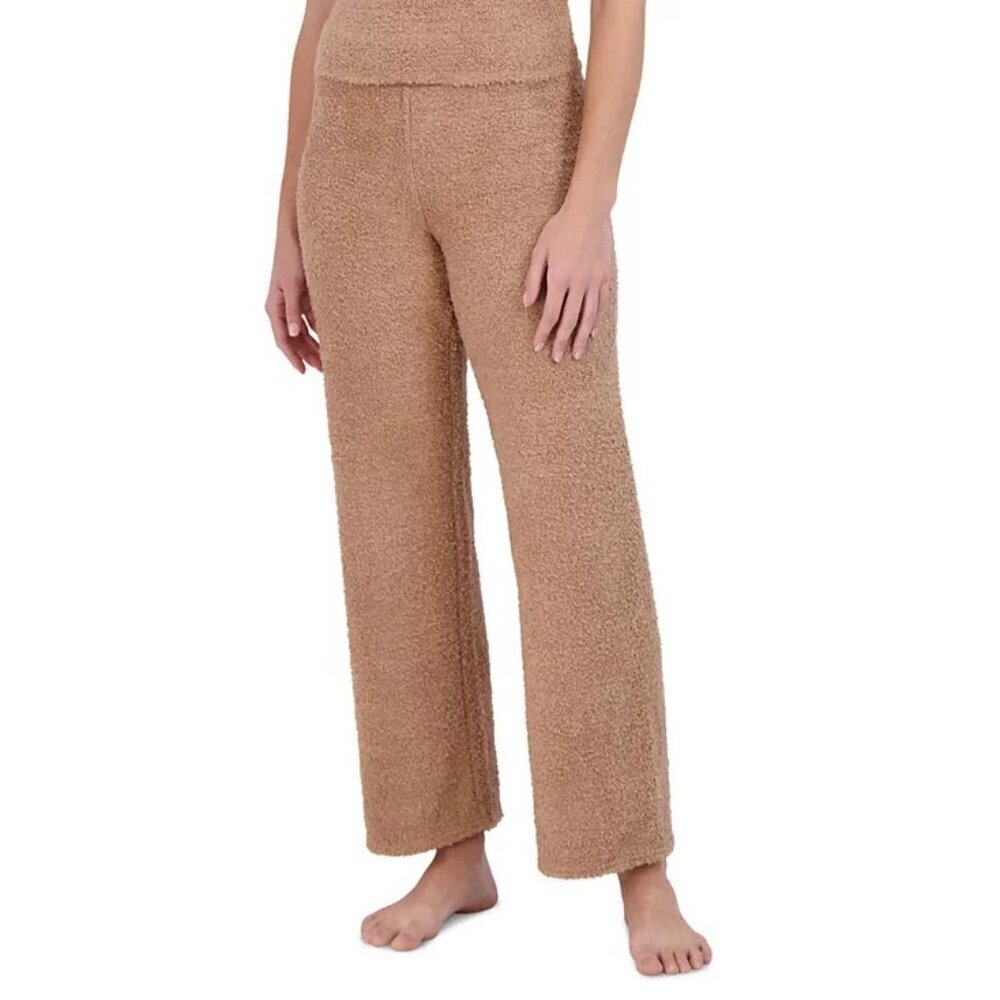 Steve Madden Womens Size Large Pull On Wide-Leg‎ Chenille Sleep Pants in Tan $64